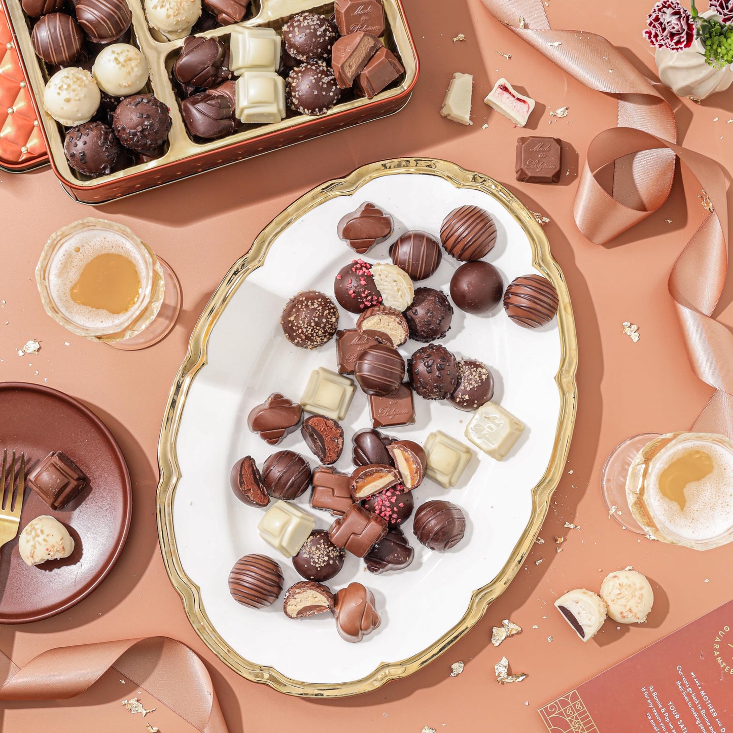 Chocolate Gift Basket, Belgium Truffle Candy Food Arrangement Platter, Gourmet Snack Box, Fathers Day, Corporate Him and Her, Men Women Family Parties, Bonnie and Pop