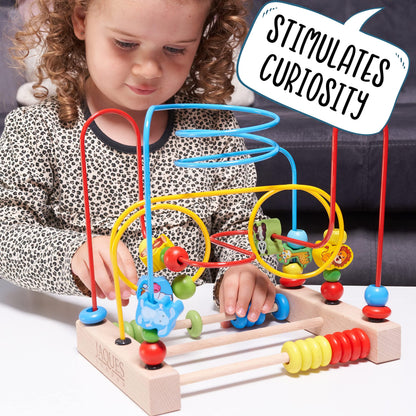 Jaques of London Activity Cube | Premium Wooden Activity Cube for Toddlers with Bead Maze and Abacus | Fun and Educational Bead Maze Toy | Wooden Activity Table for Early Learning | Since 1795