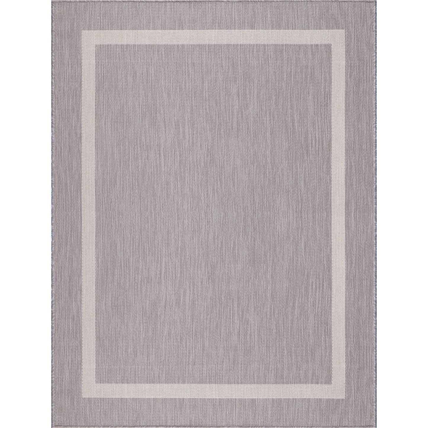 Luul Home Bordered Outdoor Rug 9x12 Washable Outside Carpet for Indoor Patio Porch Waterproof Easy Cleaning Non Shedding Area Rugs Gray 9 x 12