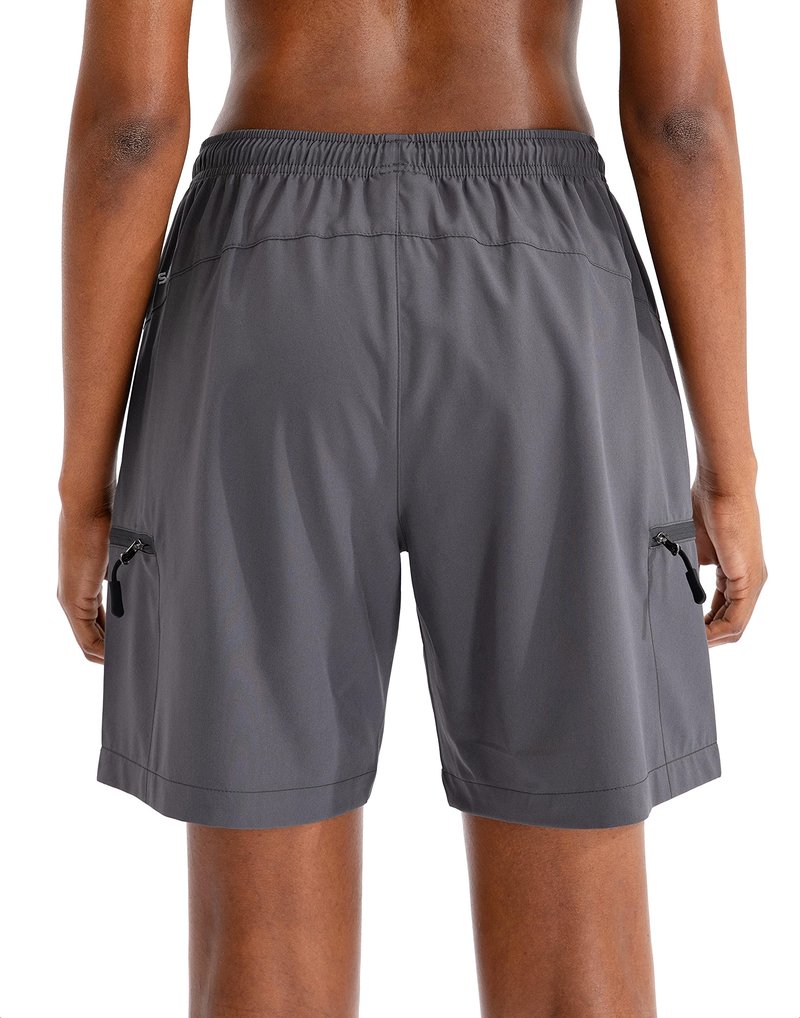 SANTINY Women's 5''/ 7''/9'' Hiking Cargo Shorts Quick Dry Lightweight Summer Shorts for Women Athletic Golf Zipper Pockets(Dark Grey_M)