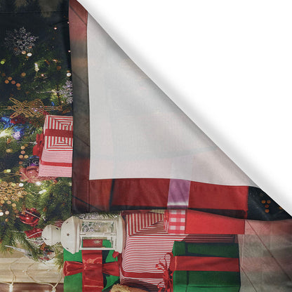 Ambesonne Santa Long Kitchen Curtains, Old Santa Claus Sitting at Home at Christmas Night Reading a Letter Near The Tree, Two Panels Drapes with Rod Pocket Room Decor, 55" x 45", Red Beige