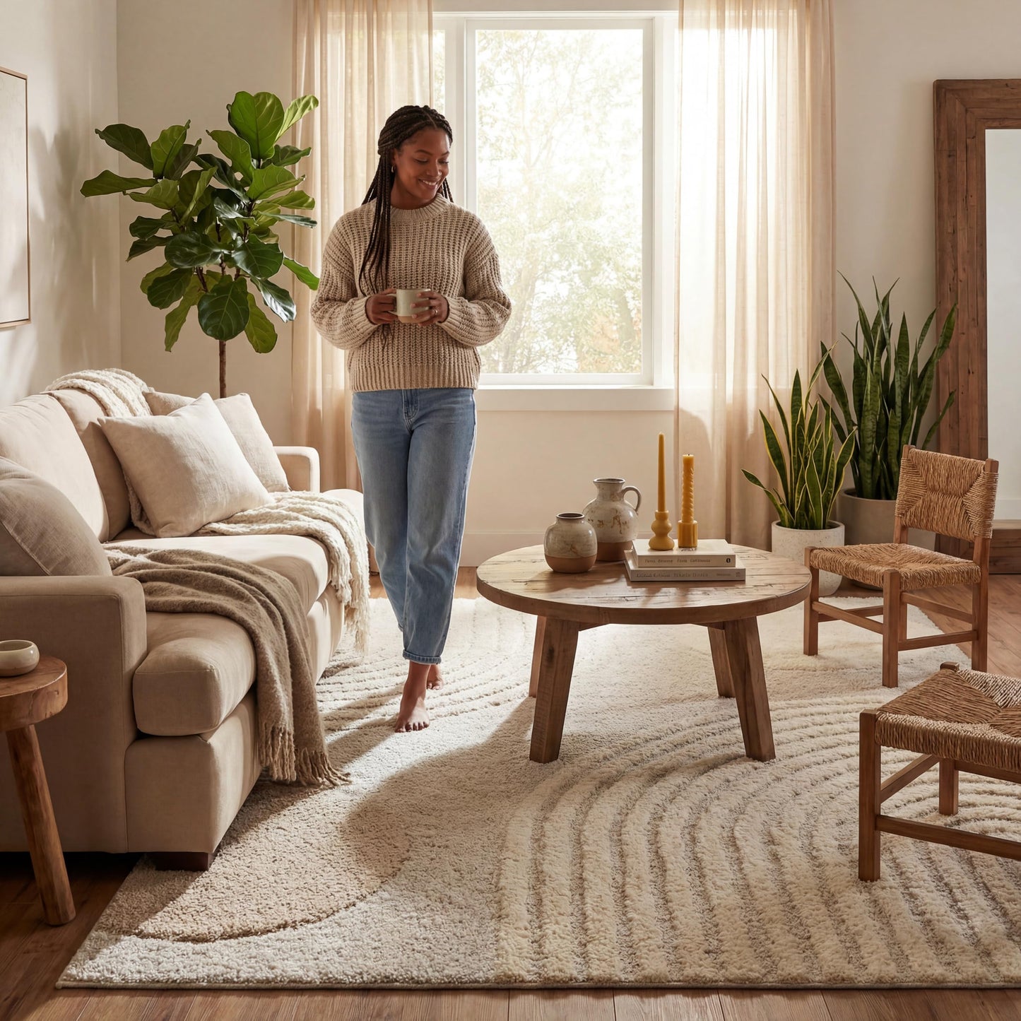 Nuloom Gloria Beige, 8' x 10', Abstract, Shag, Soft and Cozy, Plush, High Traffic, Stain Resistant, Easy Clean, Durable Area Rug for Bedroom, Living Room, Dining Space, Den, Foyer, Entryway