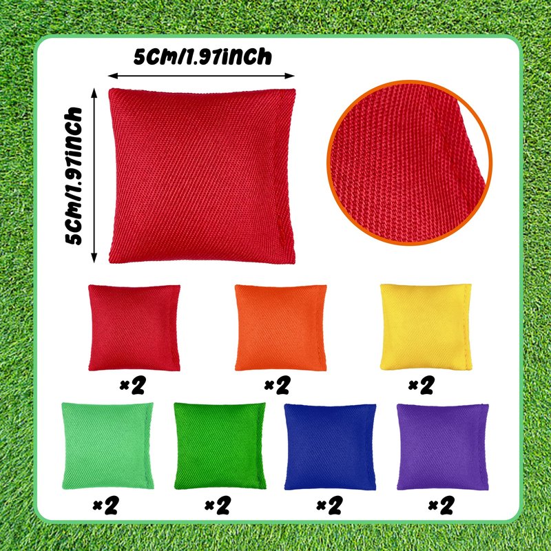 14 PCS Colorful Nylon Bean Bags Mini Bean Bags for Outdoor for Family Carnivals Team-Building Events
