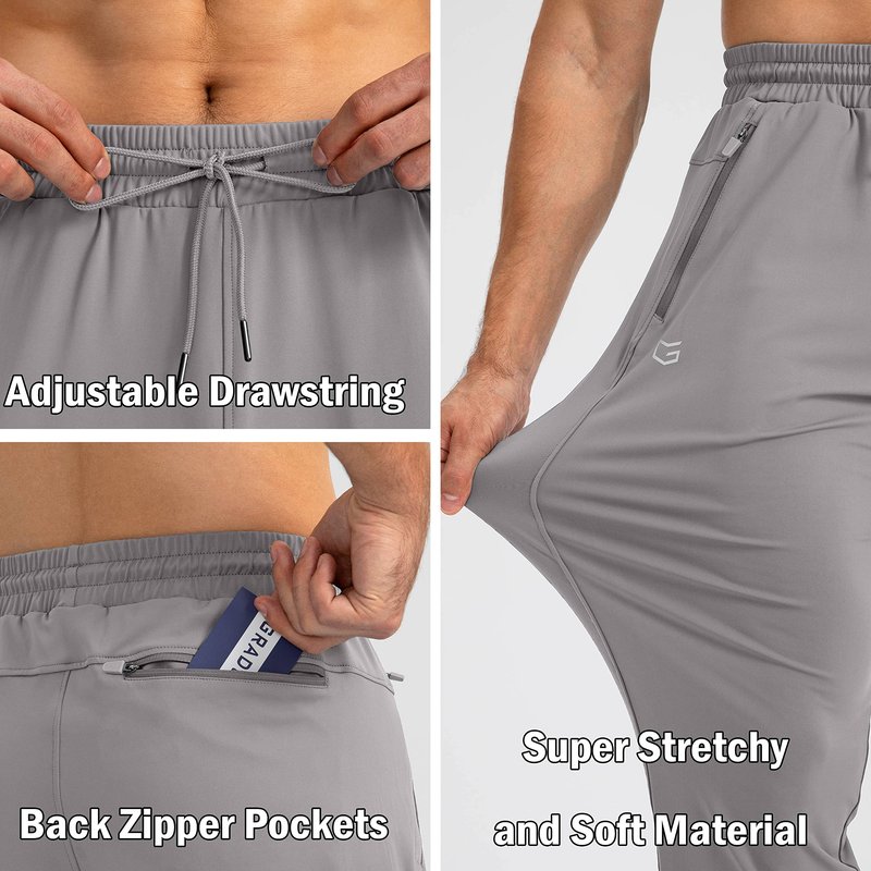G Gradual Men's Sweatpants with Zipper Pockets Tapered Joggers for Men Athletic Pants for Workout, Jogging, Running (Light Grey, Medium)