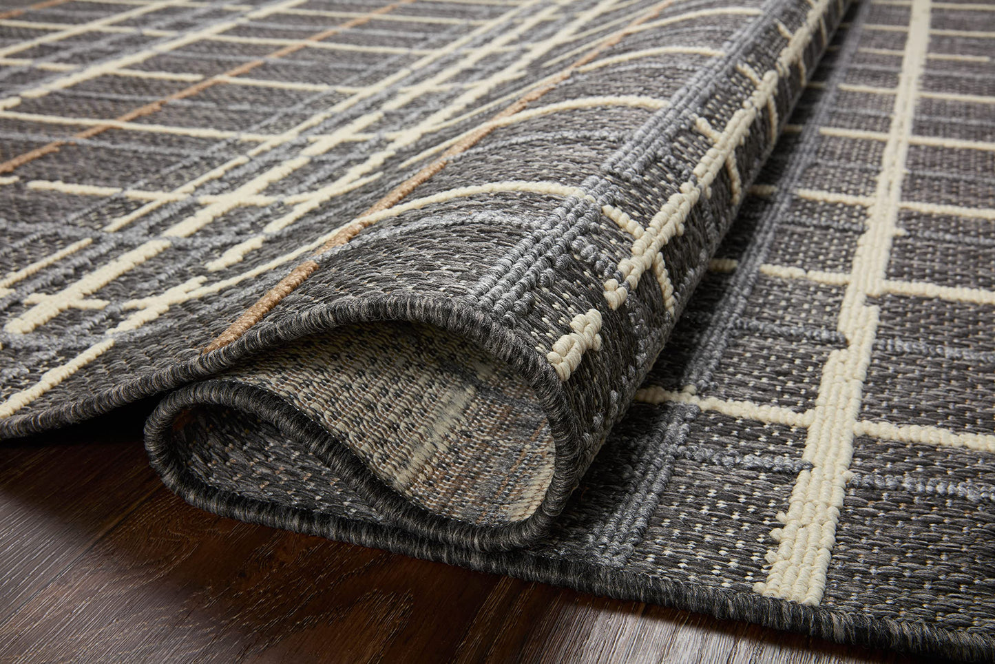 Loloi II Rainier Collection RAI-11 Indoor/Outdoor, Charcoal/Multi 5'-3" x 7'-7" Area Rug
