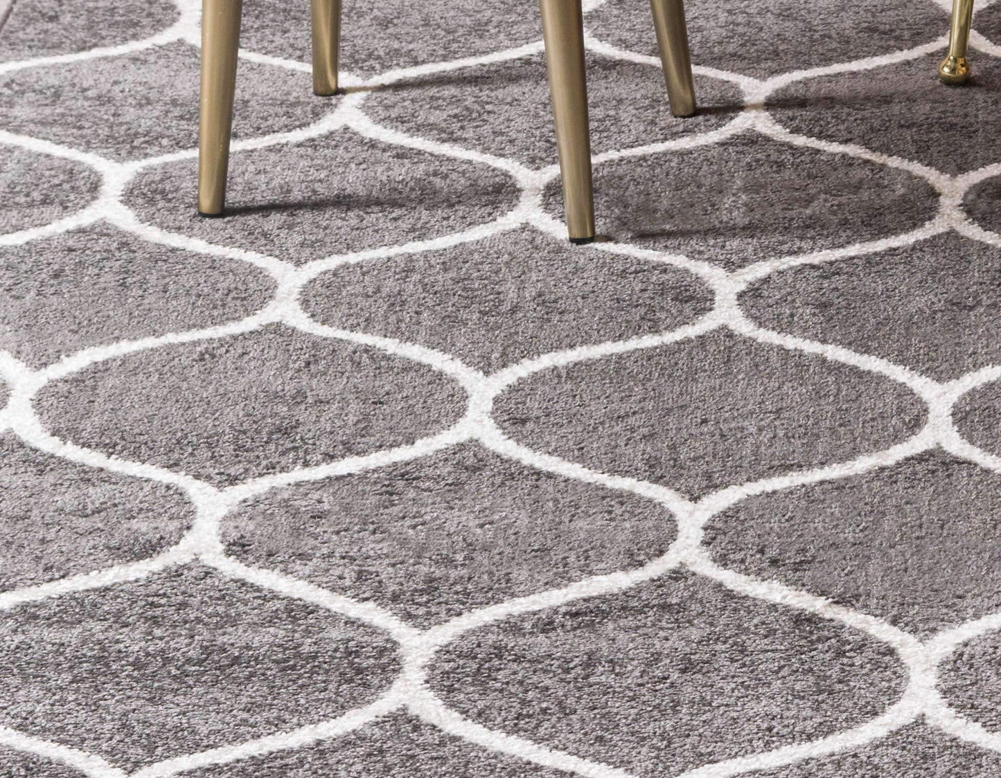 Unique Loom Trellis Frieze Collection Area Rug - Rounded (8' x 10', Dark Gray/ Ivory)