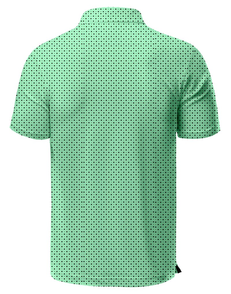 Obla Mens Golf Polo Shirts Short Sleeve Dry Fit Performance Moisture Wicking Casual Print Collared Golf Shirts for Men (Green Dot_S)