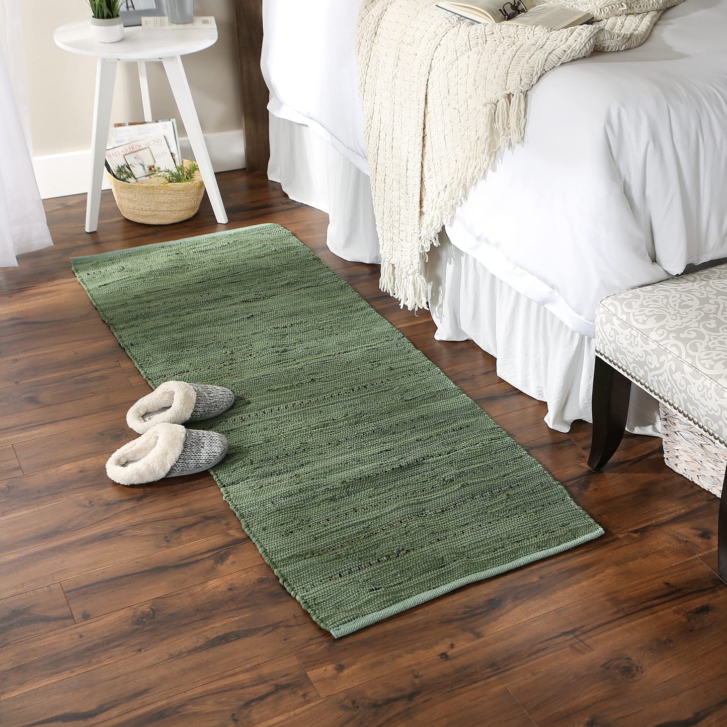 DII Chindi Home Collection Handwoven Multicolor Area Rag Rug, Runner, 2' 3" x 6', Olive Green
