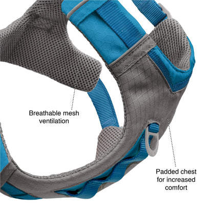 Kurgo Journey Air Dog Harness, Vest Harnesses for Dogs, Pet Hiking Harness for Running & Walking, Reflective, Padded, Includes Control Handle, No Pull Front Clip (Purple, Large)