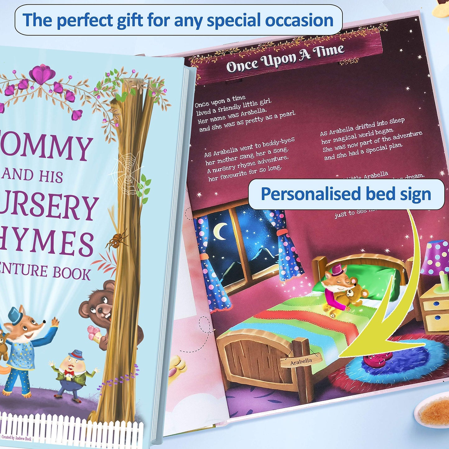 Book of Personalised Nursery Rhymes and Modern Poems for Baby and Child - Birthday, Baptism Gift