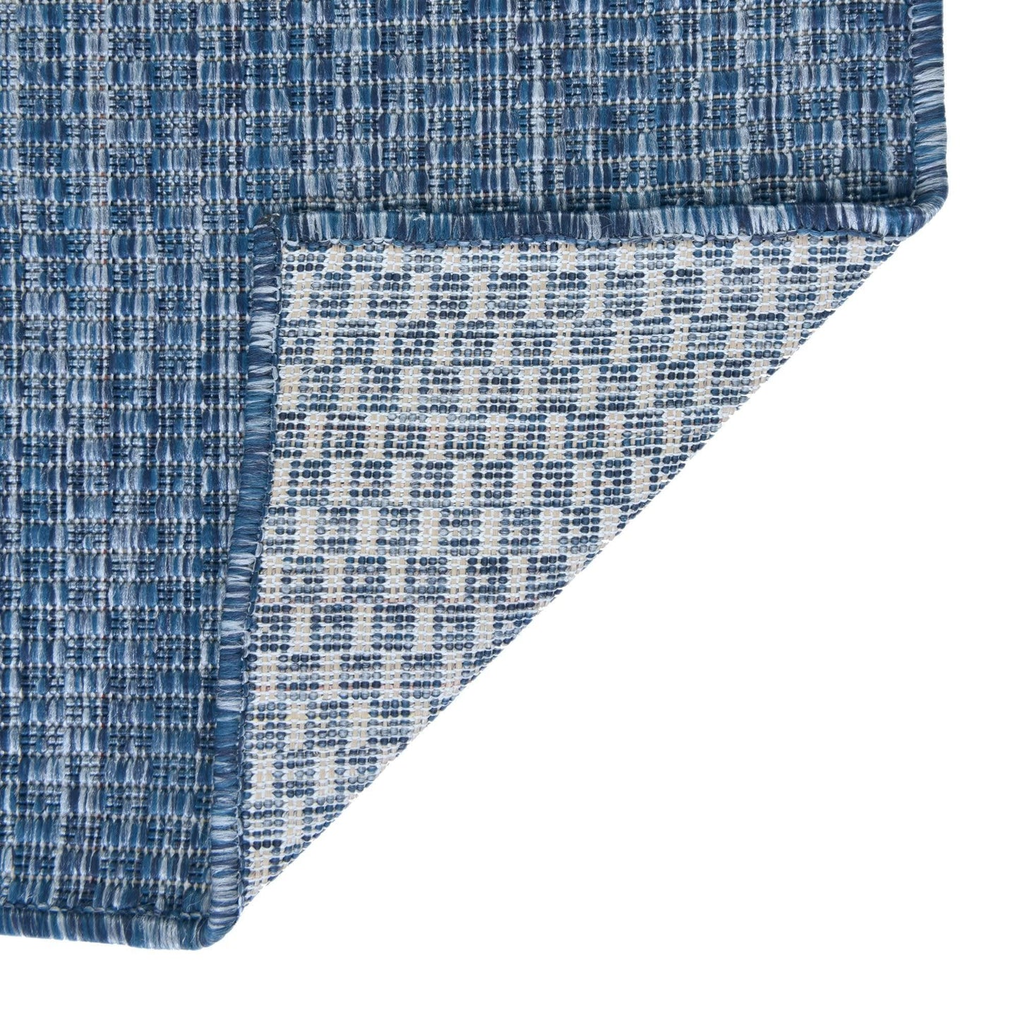 Unique Loom Collection Casual Transitional Solid Heathered Indoor/Outdoor Flatweave Area Rug (7' 10" Square, Blue/Navy Blue)