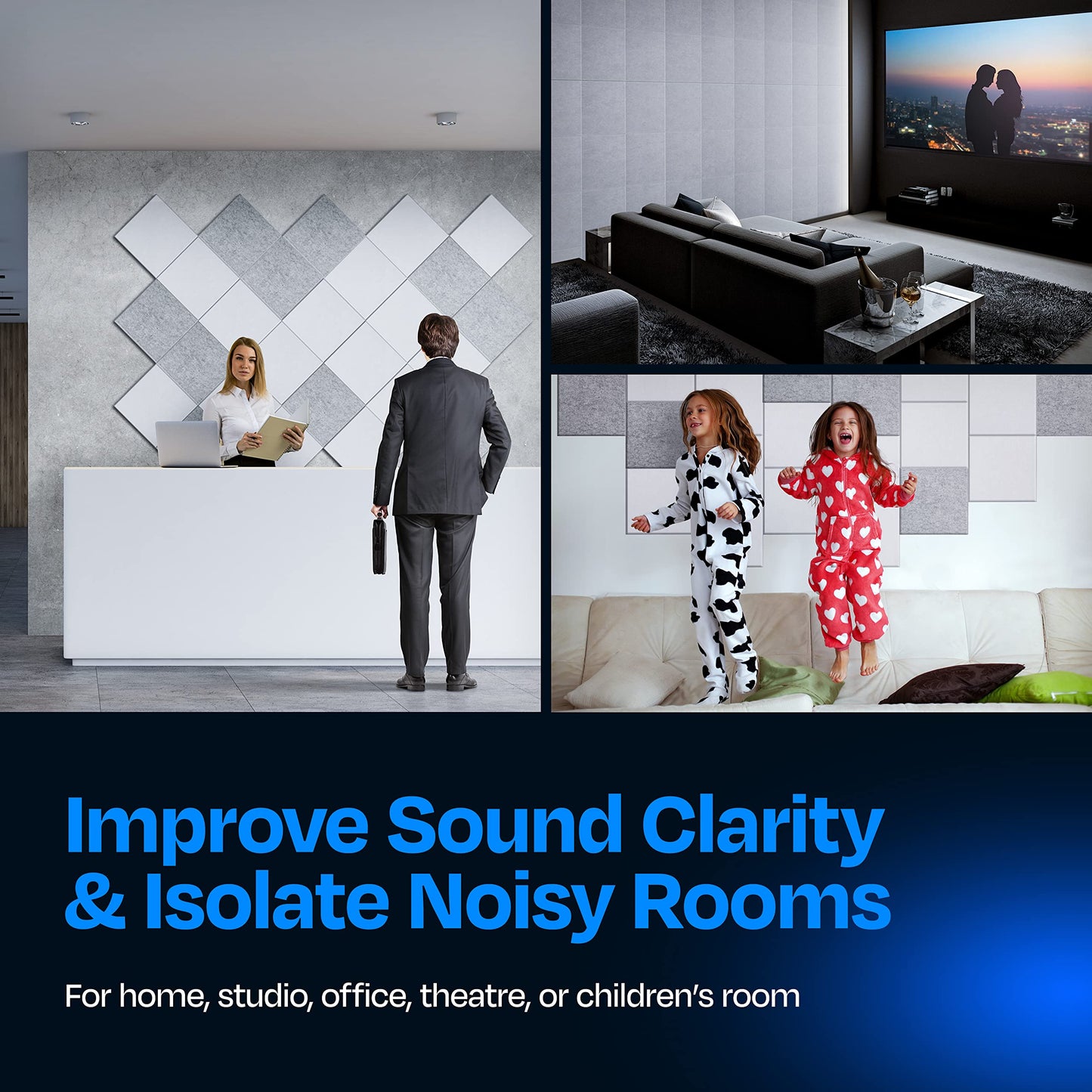 Ekkogo Acoustic Panels 12-Pack Soundproof Wall Panels 12"X12"X0.4" Sound Panels High Density Sound Dampening Panels - [White Square]