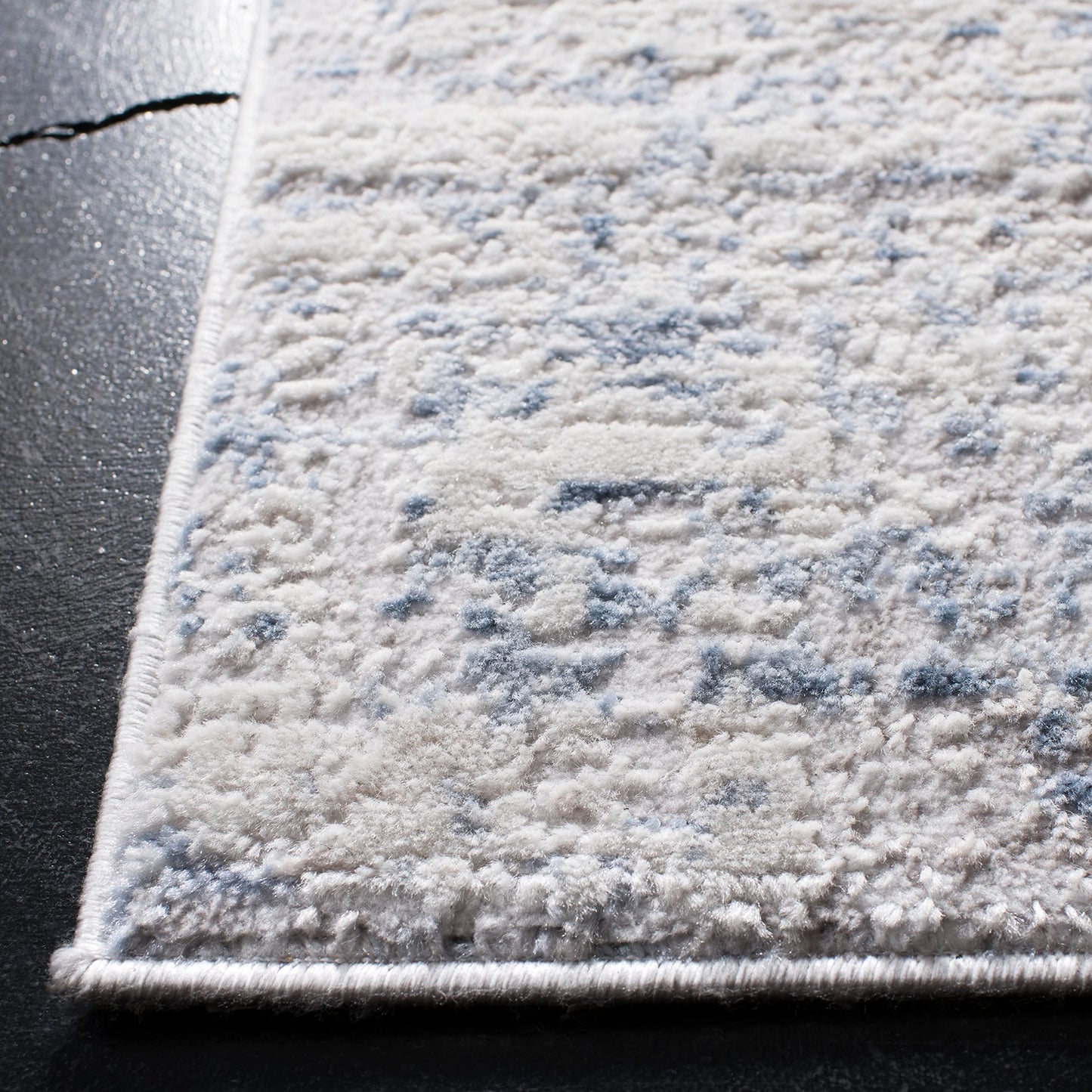 SAFAVIEH Amelia Collection Area Rug - 9' Square, Ivory & Blue, Modern Abstract Design, Non-Shedding & Easy Care, Ideal for High Traffic Areas in Living Room, Bedroom (ALA700A)