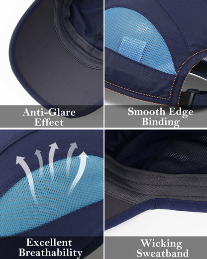 GADIEMKENSD Outdoor Running Hat Men's Cooling UPF50+ Womens Baseball Cap Sport Mesh Sun Hat Trucker Dad Hats Quick Dry Breathable Unstructured for Summer Camping Fishing Hiking Improved Navy L