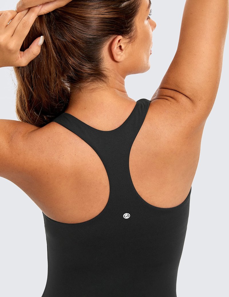 CRZ YOGA Butterluxe Workout Tank Tops for Women Built in Bras Padded - Racerback Athletic Spandex Yoga Camisole Black Large