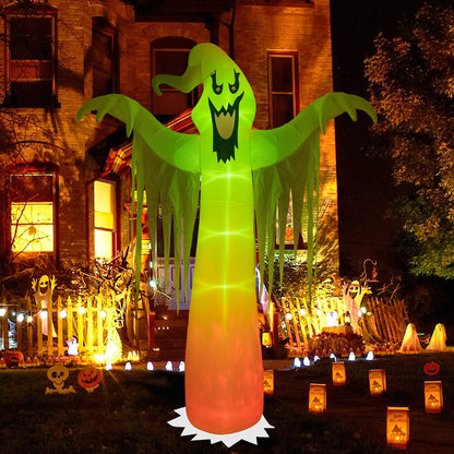 Hourleey 9 FT Halloween Inflatables Outdoor, Halloween Blow Up Yard Decorations with Built-in LED Lights for Indoor Outdoor Party Garden Lawn Clearance (Ghost)