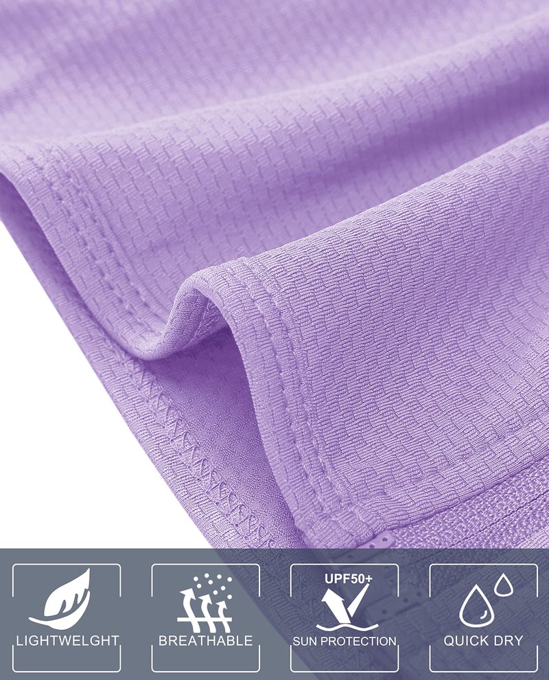 MAGCOMSEN Women's Hiking Jacket Lightweight Long Sleeve UPF 50+ Sun Protection Shirt Breathable SPF Shirts with Thumb Holes Light Purple M