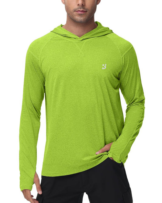 Roadbox Mens UPF 50+ Fishing Shirts, Long Sleeve UV Sun Hoodie, Hiking Running Swim Athletic Workout Shirt
