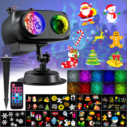 Nazuwke Halloween Christmas Projector Lights Outdoor, 2025 Upgrade Holiday Projection Light with Remote, 3D Ocean Wave & 72 HD Patterns, Waterproof Snowflake Projector for Xmas Party Yard Decor