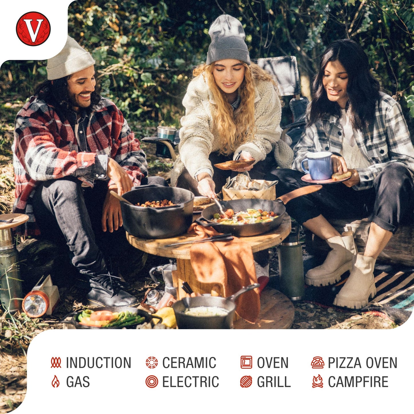 Victoria Dutch Oven Pot and Pan Induction Enamelled Cast Iron 31 cm Oval, Set of 2 Cocotte 5.7 L, PTFE and PFOA Free, Suitable for Fire, Barbecue, Oven, Ceramic Hob, Gas