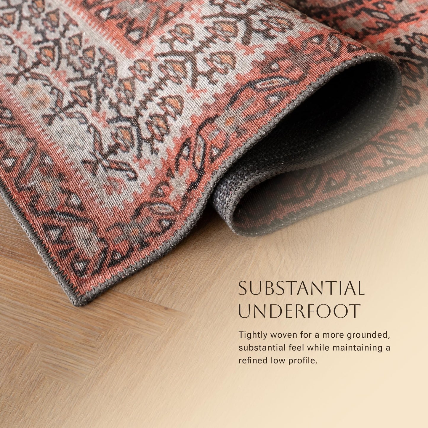 KNOTTING MATTERS Knot in Line 5’ x 8’ Area Rug – Warm Taupe & Clay Heritage Flatweave, Low-Pile – Easy Clean Area Rug – Perfect for Living Room, Dining Room, Bedroom – Pet & Kid Friendly
