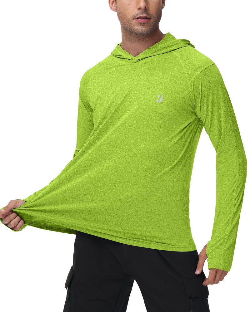 Roadbox Mens UPF 50+ Fishing Shirts, Long Sleeve UV Sun Hoodie, Hiking Running Swim Athletic Workout Shirt