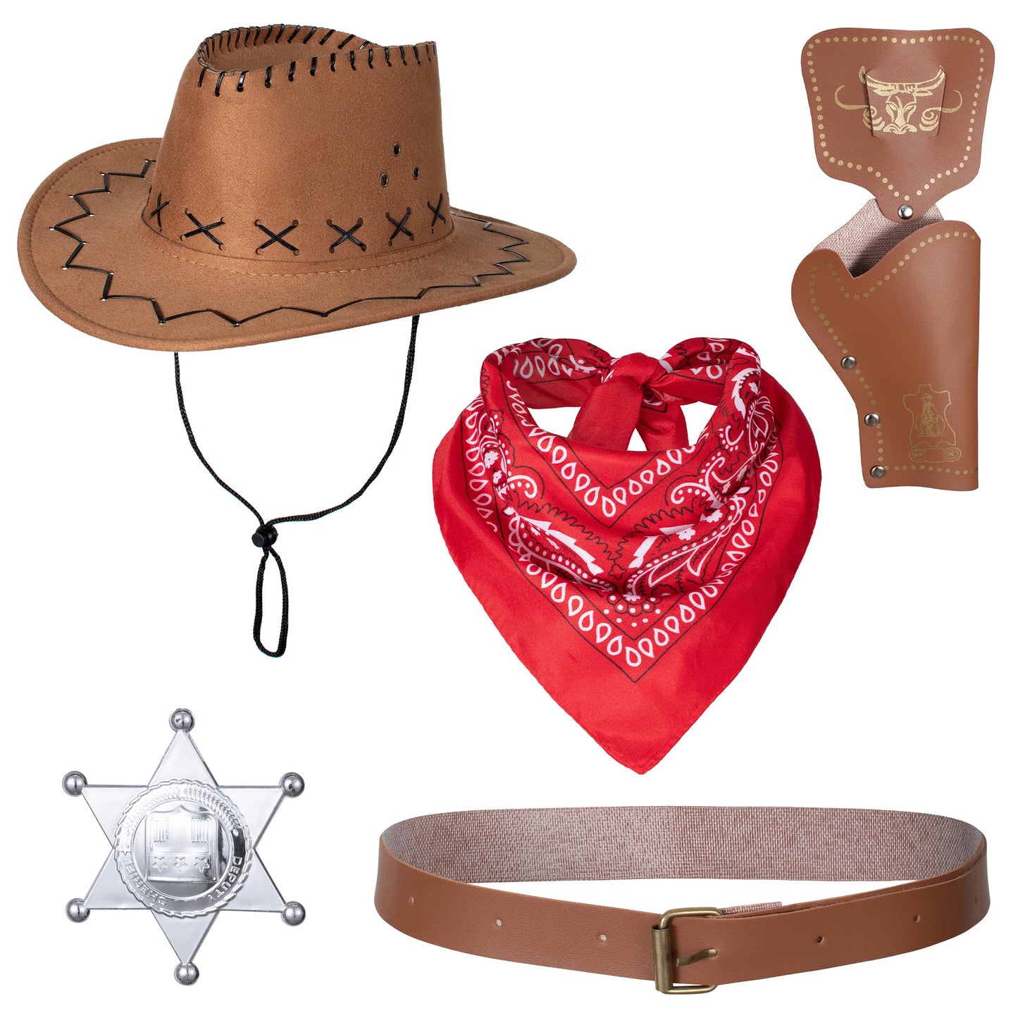 Cowboy Costume for Boys 7pcs Set Kids Dress Up Birthday Party Halloween Cosplay 8-10 Years
