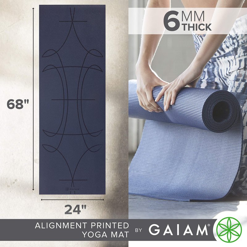 Gaiam Premium Print Yoga Mat, Marrakesh, 68"L x 24"W x 6mm Thick