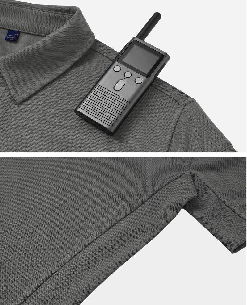 Alimens & Gentle Tactical Polo Shirts for Men Short Sleeve Performance Stretch Golf Shirt Quick Dry Work Sport Casual Tops M Grey