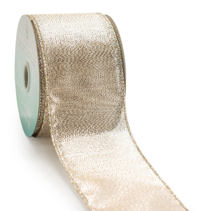 CT CRAFT LLC Champagne Gold Metallic Wired Ribbon 2.5 inch x 10 Yards for Christmas Home Decor Tree Topper Bow Gift Wrapping DIY Crafts Wreath Garland Wedding
