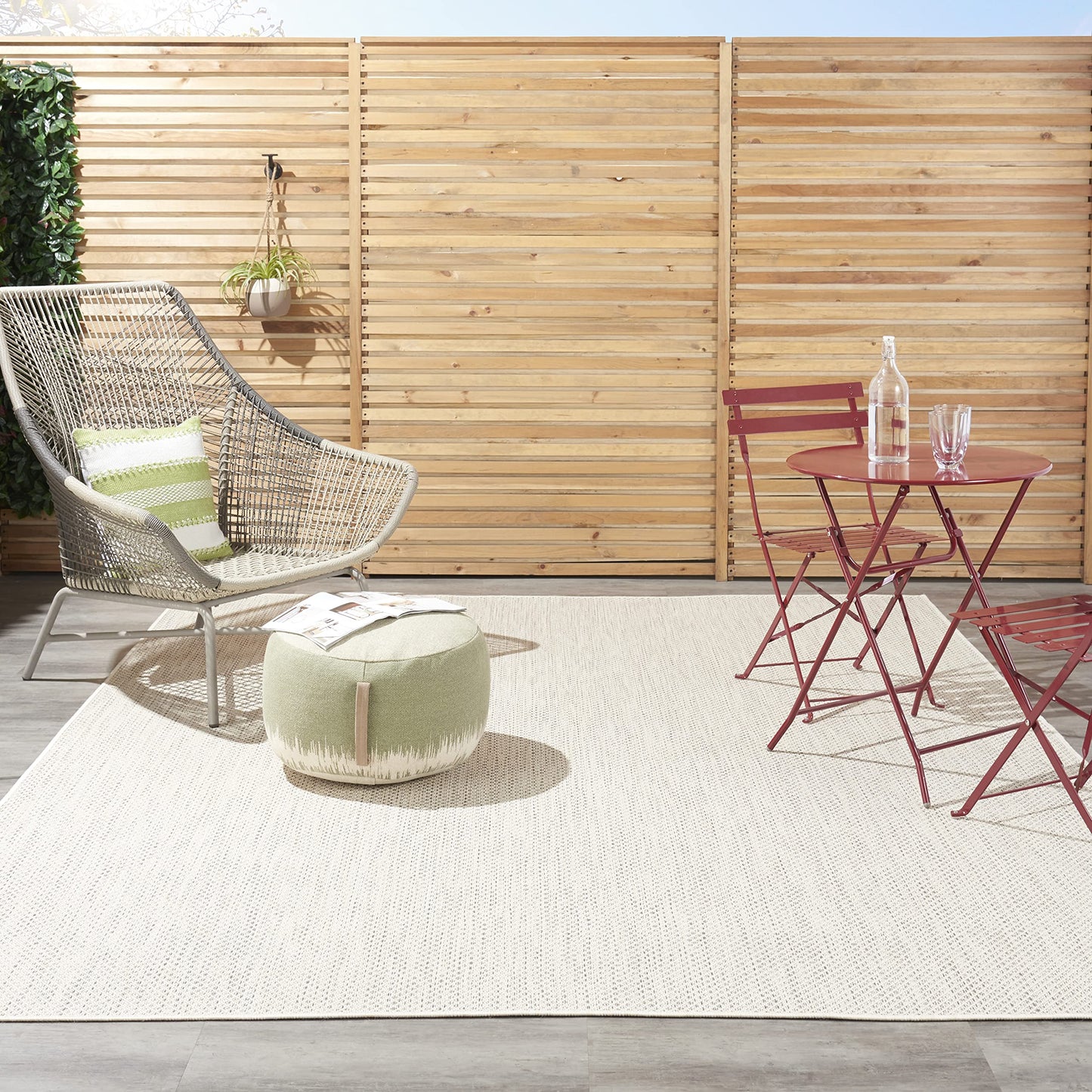 Nourison Home Courtyard Ivory Silver 9' x 12' Area Rug - Easy Clean, Non Shedding, Bed Room, Living Room, Dining Room, Kitchen (9' x 12')