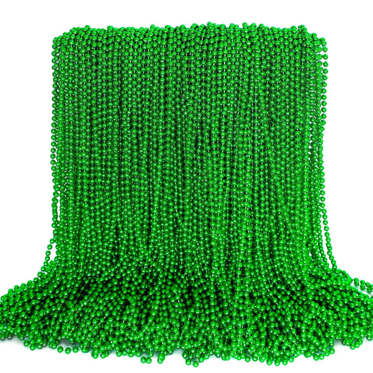 100PCS St Patricks Day Accessories, Green St. Patricks Day Beads Necklace, 33" Round Beads Irish Saint Patricks Necklaces Costume Bulk, Parade Throw Accessories for Wedding Birthday St. Patricks Decor