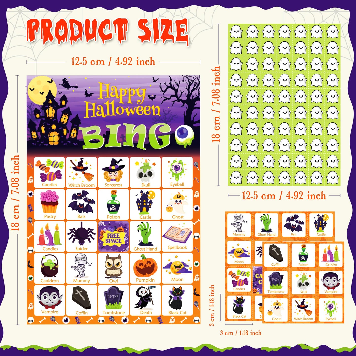 OHOME Halloween Games - Halloween Bingo for Kids | Halloween Party Favors - 24 Players Halloween Toys Gifts Party Supplies | Halloween Crafts Accessories Treats Activities for Family
