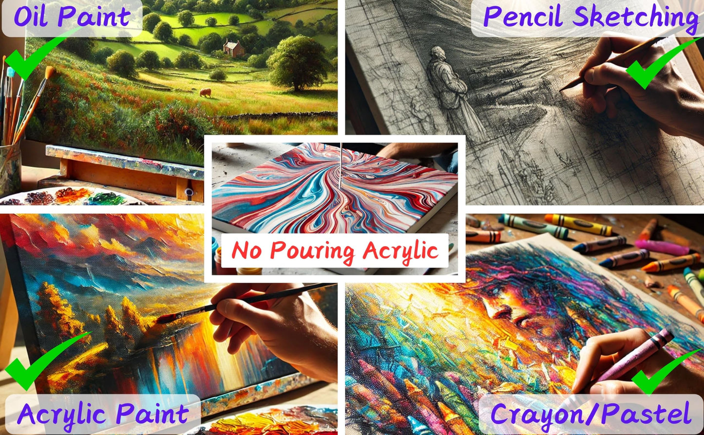 Exerz 30cm Round Canvas Panels 6pcs/ 3mm 280gsm 100% Cotton/Diameter 30cm Blank Artist Canvas Board/Triple Primed/Acid Free/Medium Grain - Oil & Acrylic