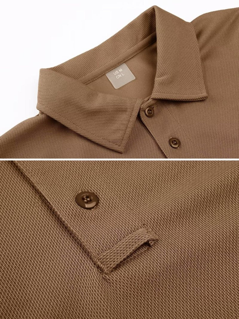 MAGCOMSEN Mens Polo Shirts Short Sleeve Golf Work Casual Quick Dry Breathable Summer Shirt Brown S