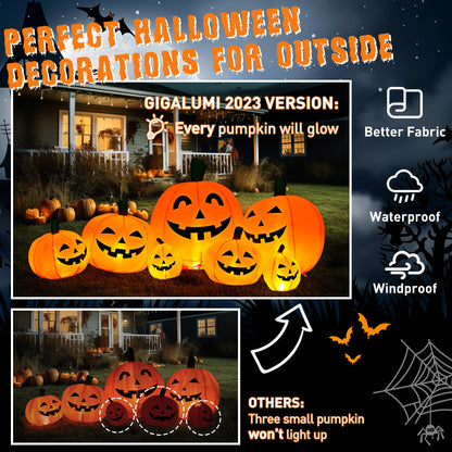 GIGALUMI 7.5FT Halloween Inflatable Outdoor Decoration Pumpkin, Halloween Inflatables Pumpkin Decor, Halloween Blow Ups Pumpkin for Yard,Party,Garden(Cold White,7 Built-in LED Lights Set)