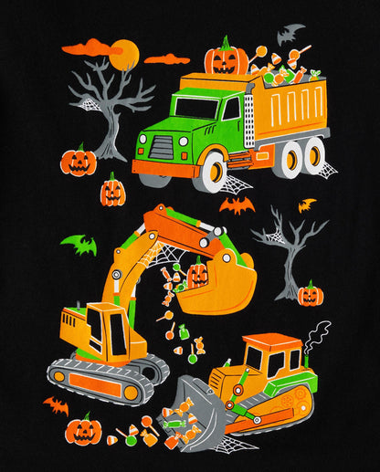 The Children's Place,Baby Boys,and Toddler All Holidays Short Sleeve Graphic T-Shirts,multipacks,Construction/Glow 2-Pack,3 Years