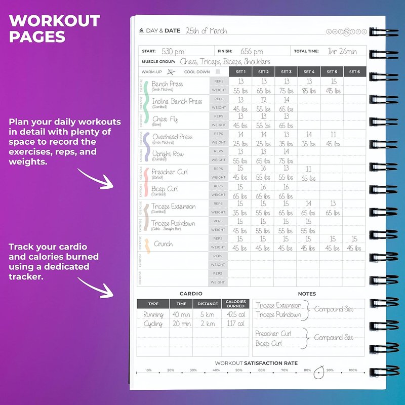 Clever Fox Fitness Journal - Daily Workout Log Book for Men & Women | A5 Size, Ocean Blue, Spiral-Bound