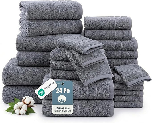 24-Piece Premium Towel Sets for Bathroom