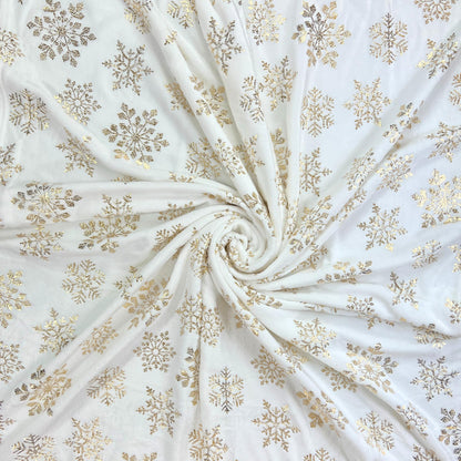 Serafina Home Christmas Holiday Throw Blanket: Velvelty Soft, Durable Fleece Accent for Bed or Couch (Golden Snowflakes, 50 x 60 inches)