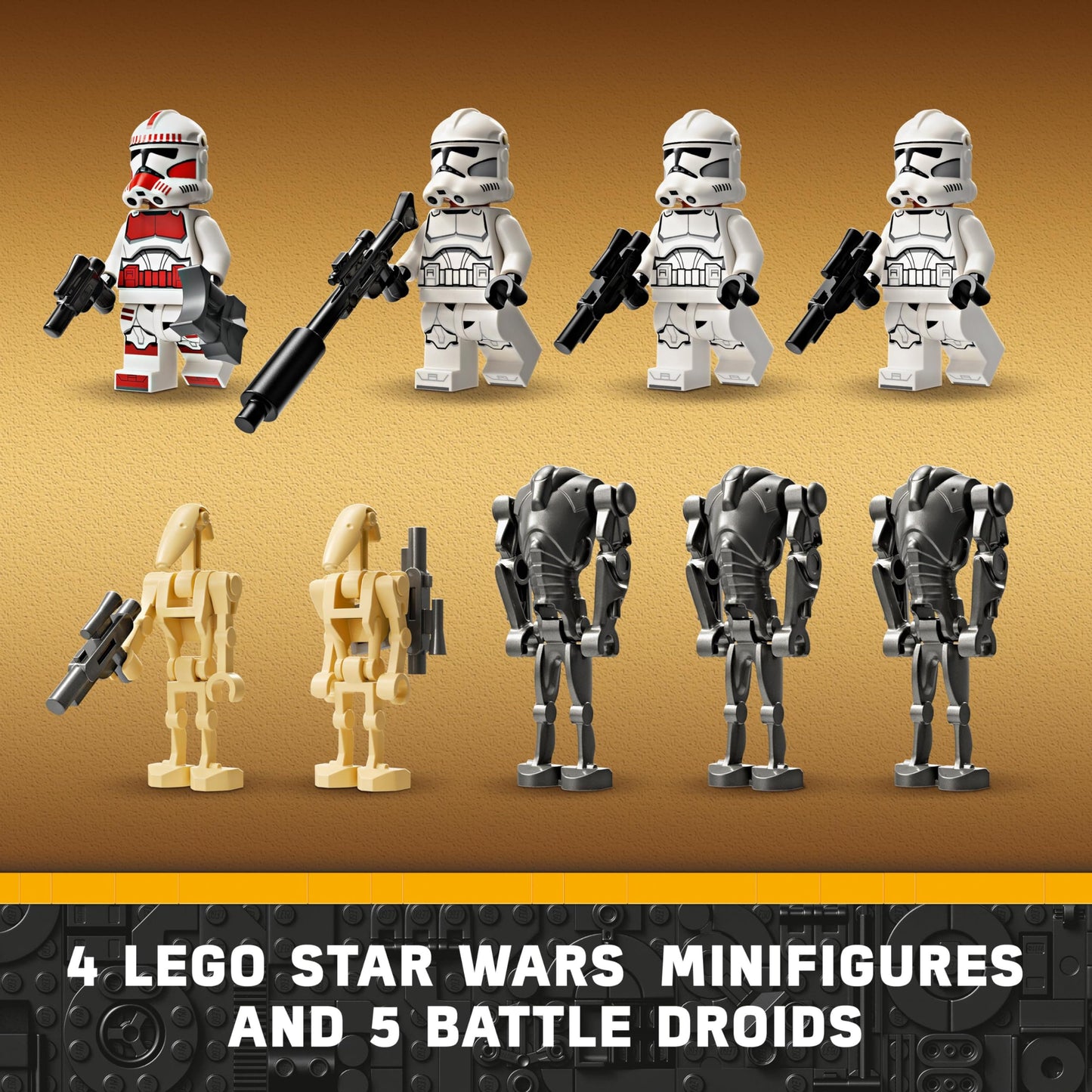 LEGO Star Wars Clone Trooper & Battle Droid Battle Pack, incl. 4 Minifigures, 5 Droids and a Speeder Bike with Shooters - Building Toys for 7+ Year Old Boys & Girls 75372