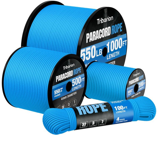 Paracord Rope 550 lb - 200ft 5/32" Parachute Cord 4MM 7-Strand para Cord - Heavy Duty Spool String for Survival,Camping Gear, Survival Bracelet, Clothesline - Blue