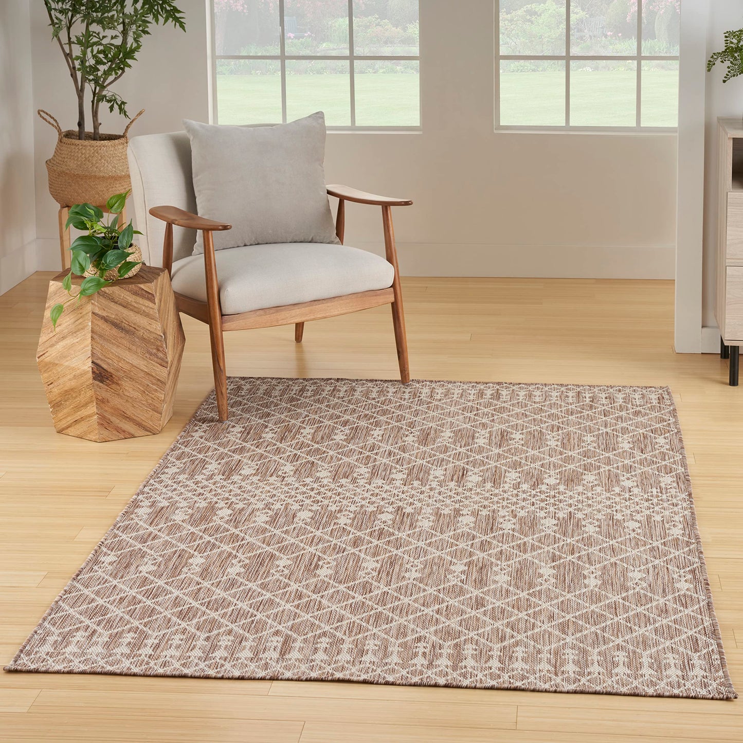 Nourison Home Positano Beige 7' x 10' Area Rug - Easy Clean, Non Shedding, Bed Room, Living Room, Dining Room, Kitchen (7' x 10')