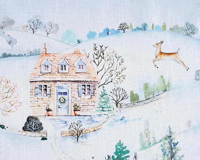 Maison d' Hermine Table Cloth Rectangle Table 100% Cotton 60 x 108 Inches Fall Tablecloth Reusable Everyday Use for Thanksgiving Christmas Decorations Dining Farmhouse Party (Snowy World)