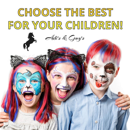 Face Paint Kit for Kids – 20 Washable Colors, Guaranteed Stain-Free, Paints 60+ Faces, Hair Chalk, Glitter, Brushes, Stencils, Non-Toxic, Perfect for Birthdays, Halloween, Parties