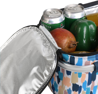 ALLCAMP Insulated Cooler Bag Portable Collapsible Picnic Basket Cooler with Sewn in Frame (Medium Graffiti Pattern)