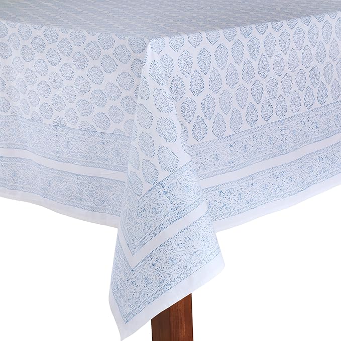 ATOSII Amalfi 100% Cotton Boho Square Fall Tablecloth, Handblock Print Table Cloth for Kitchen I Dining Table Linen Fall Décor I Parties Wedding Outdoor Christmas Thanksgiving I Fall 60 X 60 Inches