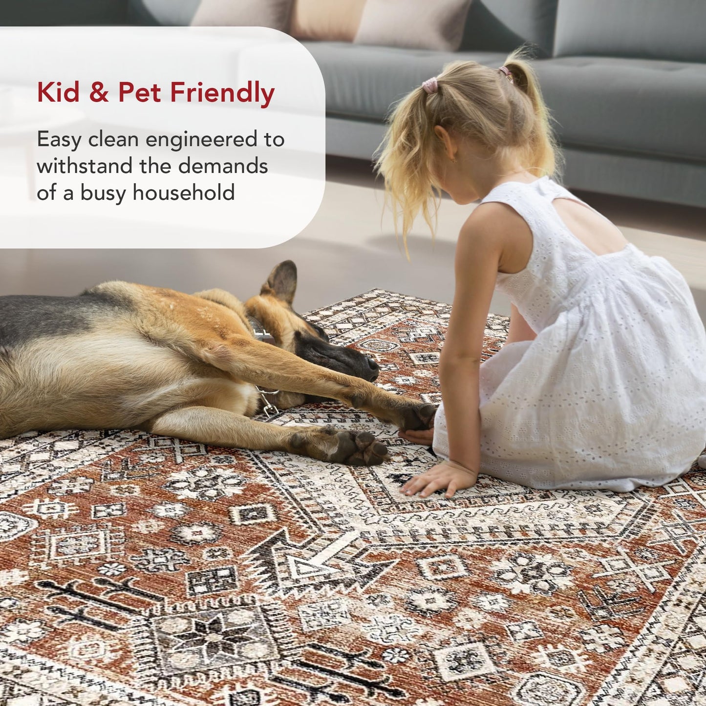 nuLOOM Fringed Performance Vanesa Rust/Ivory, 8' x 10'2", Oriental, Soft and Cozy, High Traffic, Stain Resistant, Easy Clean, Durable Area Rug for Bedroom, Living Room, Dining, Den, Entryway