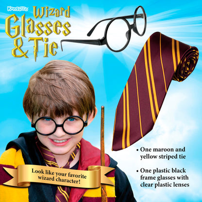 Kangaroo Wizard Costume for Kids and Adults - Wizard and Witch Tie Kids and Adults with glasses Spectacles - Men and Women Accessories for Halloween and Dress Up Apparel