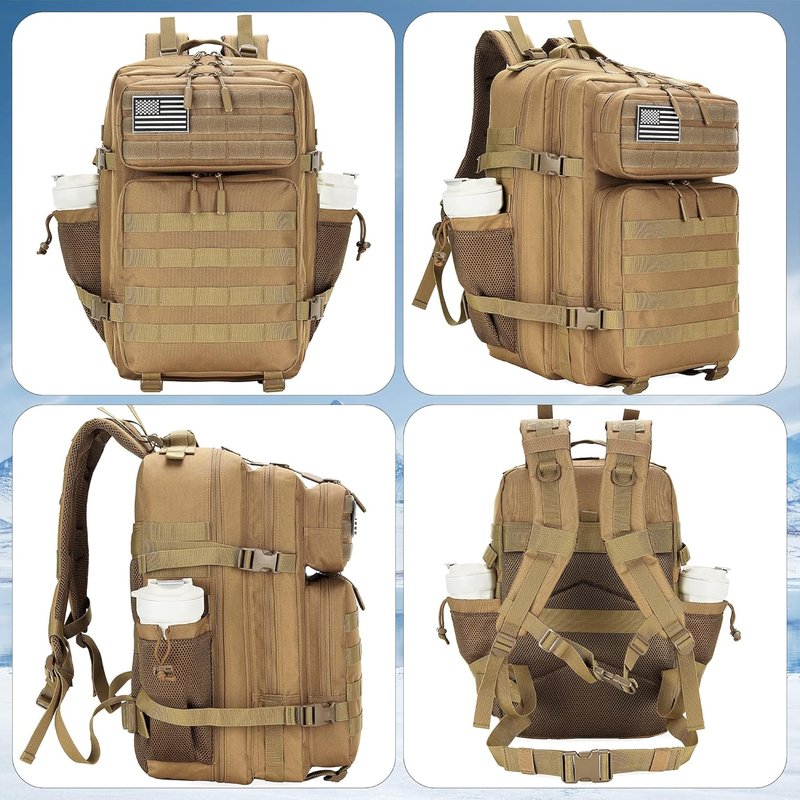 Tactical Assault Backpack - 45L Waterproof Rucksack with Molle | Khaki